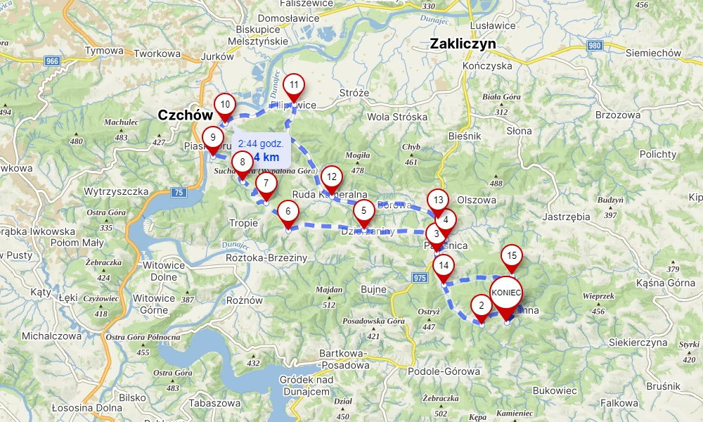 Zdjęcie mapy jednej z tras